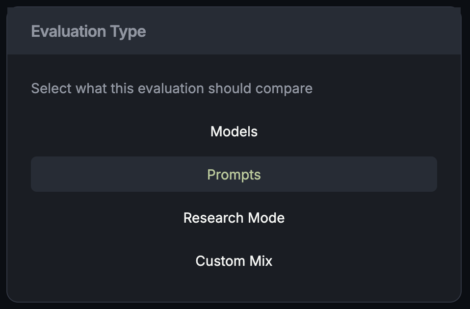 Evaluation types comparison